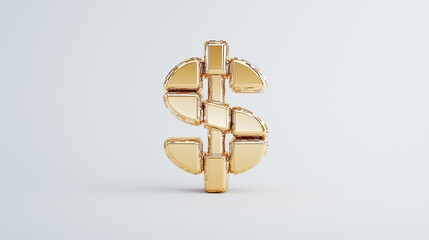 Golden dollar sign representing wealth, luxury, prosperity, economic success, financial stability, investment, currency value, money, savings, economic goals, and luxury concepts