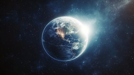 Wall Mural - View of Earth from space with vibrant colors and sparkling stars during a clear cosmic night