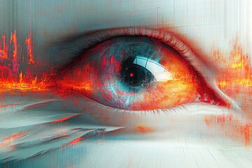 Poster - A Single Eye with Intricate Digital Detailing