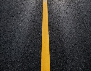 asphalt road top view with two yellow lines