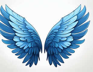 Sticker - blue wings on white background