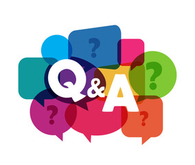 Poster - Q&A banner. Question and answer on speech bubbles