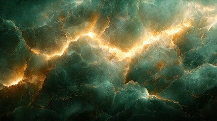 Poster - Abstract Green and Gold Swirling Texture