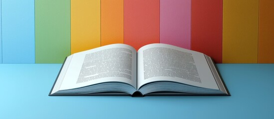 Poster - Open Book on Blue Surface with Colorful Background