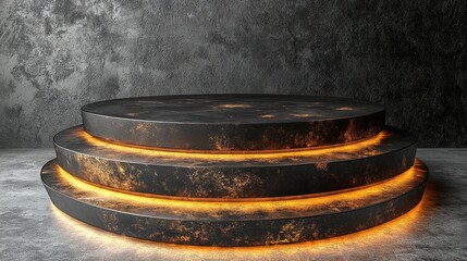 Aufkleber - Three Circular Metal Platforms with Glowing Edges