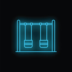 Poster - Neon sign representing a children playground swing set at night time