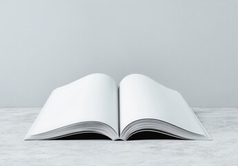Poster - Open Blank Book on a Grey Tabletop