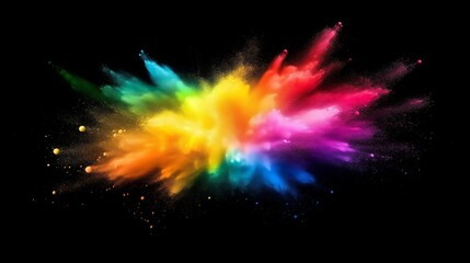 Leinwandbilder - Vibrant Explosion of Colors on Dark Background, Symbolizing Energy, Creativity, and Artistic Expression in Abstract Art, Generative AI