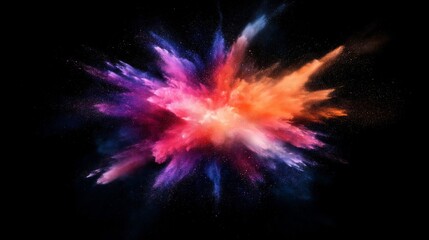 Leinwandbilder - Vibrant Explosion of Colors on Dark Background, Symbolizing Energy, Creativity, and Artistic Expression in Abstract Art, Generative AI
