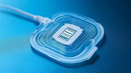 Poster - Close-Up of Blue Sensor Technology on Fabric Texture, Representing Modern Digital Security and Futuristic Innovation, Generative AI