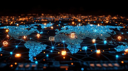Aufkleber - Global Network of Data Centers and Connected Devices
