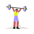 © Creattie - Man lifting a barbell for strength training, isolated flat vector illustration symbolizing weightlifting, fitness, and muscle building.