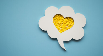 Poster - Speech bubble with heart representing love and emotion in a creative design