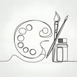 © Tatiana - Minimalist sketch of paint palette with brushes