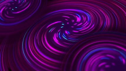Poster - Animation of a circular, multi-colored rotating wave. Colored lines move in a spiral. Neon color of glowing background lines. Bright color abstract animation in 4K.