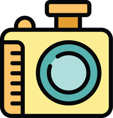 Poster - Yellow camera capturing special moments with flash on, perfect for representing photography