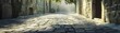 © rehan - A Cobblestone Alleyway Leading Towards a Haze of Light