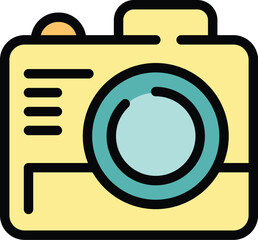 Poster - Simple icon of a camera with a large lens, representing the concept of photography