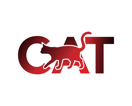 Red and black gradient color cat with text