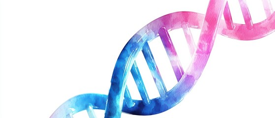 Colorful DNA strand illustration with vibrant hues on a white isolated background.