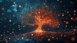 © Barosanu - A futuristic digital tree glows with vibrant orange lights, creating a mesmerizing web of connections. The image portrays a blend of technology and nature.