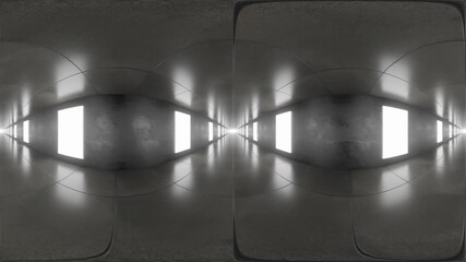 Poster - 360 degree video of futuristic abstract corridor with reflective surfaces looping seamless 3 render 