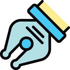 Poster - Fountain pen nib drawing, simple icon symbol sign, writing tool