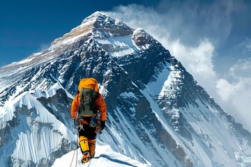 Mountain Climber Approaching the Summit