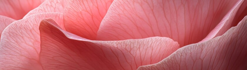  Close-up of delicate pink rose petals with visible veins