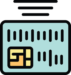 Poster - This vector illustration depicts a credit card sending a wireless payment signal, highlighting the chip and magnetic stripe technology