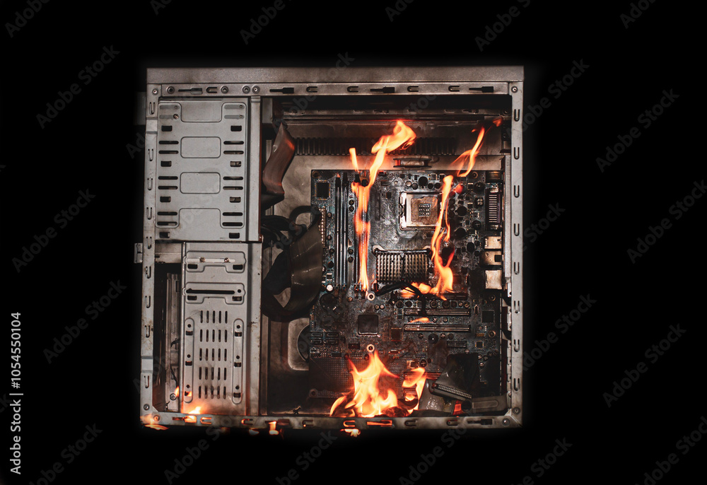 overheating of personal computer processor leading to open flame and ...