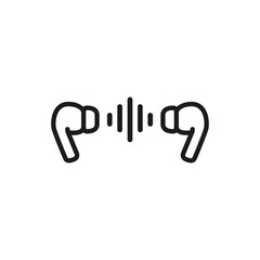 Poster - Wireless headphones linear icon. Headphone contour. A sound wave between headphones. Music from headphones. Set of grunge headphones. Vector illustration. Abstract painted headphones.