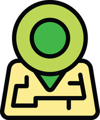 Poster - green location pin standing on a map, showing the way to a specific destination