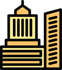 Poster - This illustration showcases a cityscape with a blend of modern and classical architecture