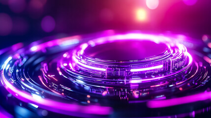 Poster - A vibrant holographic interface shines with colors, showcasing advanced tech in a dynamic digital space