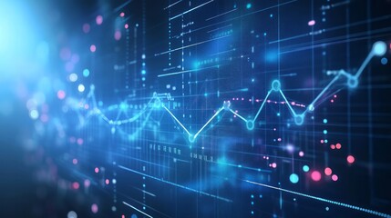 Abstract Digital Data Visualization with Glowing Lines and Dots