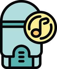Poster - Music player device is playing audio files using software, as shown by the musical note symbol