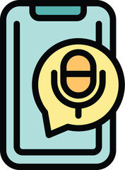Poster - Smartphone showing microphone icon in speech bubble for audio recording, podcasting, and voice message