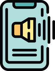 Poster - This icon features a smartphone with a speaker symbol and sound waves emanating from it, representing the concept of playing music