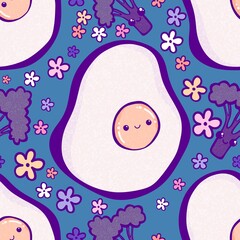 Cute food seamless scrambled eggs pattern for wrapping paper and fabrics