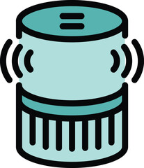 Poster - Smart voice assistant icon, emitting sound waves, symbolizing its listening and ready to respond status