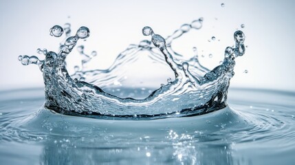 Sticker - Close-up of a water splash creating a crown shape against a light background