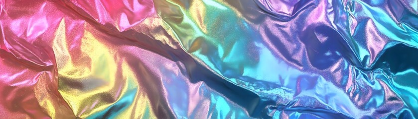 Wall Mural - Abstract Holographic Wrinkled Fabric with Shimmering Colors