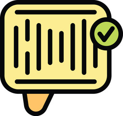 Poster - Speech bubble with a bar code inside and a green check mark, representing successful product identification