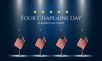 Four Chaplains Day February 03 Background Vector Illustration