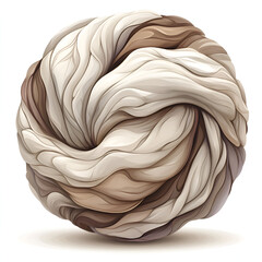 Poster - Abstract swirling texture resembling a ball of natural fibers in soft beige and brown shades on a white background