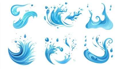 Collection of Blue Water Splash Illustrations