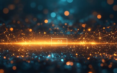 Aufkleber - Highresolution rendering of a glowing input prompt interface surrounded by abstract digital network elements, emphasizing connectivity and technological advancement