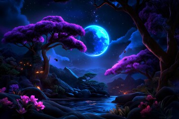 Poster - A mystical forest glowing with ethereal light, mythical creatures resting among the trees, capturing the wonder and pantheistic spirit of a world where everything is alive and connected, symbolizing
