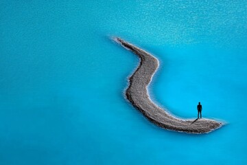 Aufkleber - Minimalist design of a lone figure surrounded by empty space, capturing the solipsistic feeling of isolation in a simple, geometric style, symbolizing simplicity and solitude